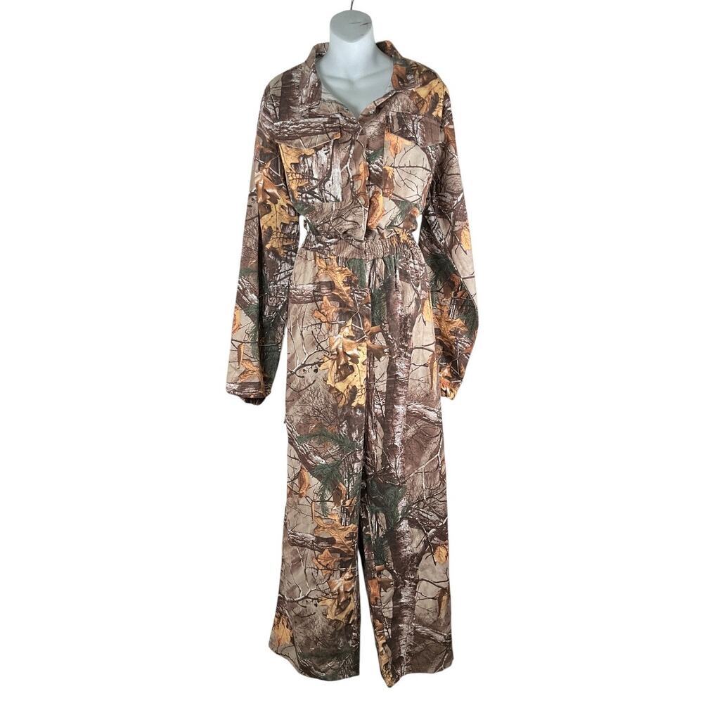 PrettyLittleThing Camo Utility Jumpsuit Women’s US 14 Hunting Print Long Sleeve - Picture 6 of 11